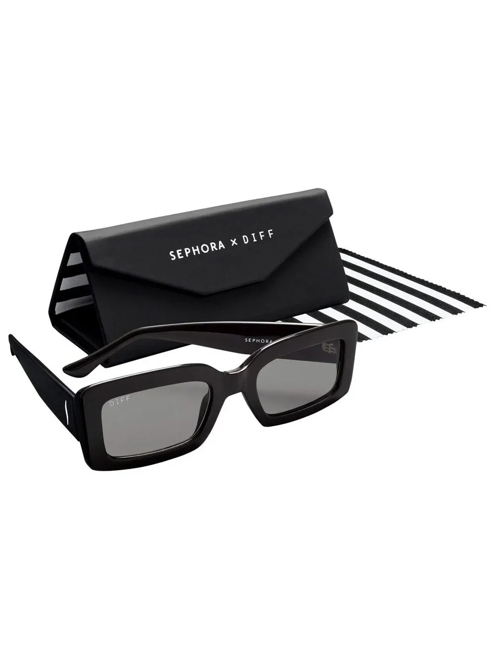 Brand New in Box Sephora X DIFF Eyewear Indy Black Sunglasses with Case & Cloth